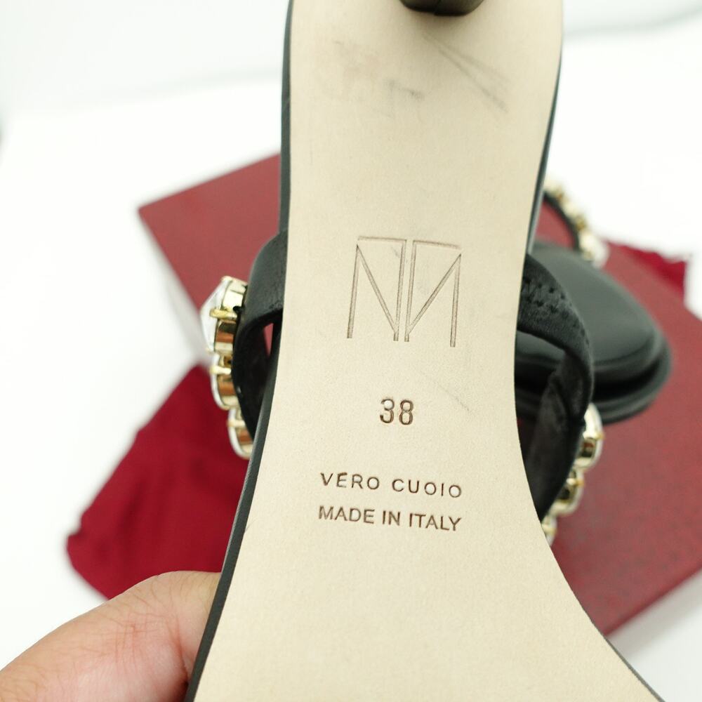 Tamara Mellon Pillow Top Black Crystal Strappy Stiletto Mules - Size 38 - Picture 5 of 9